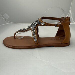 Torrid Womens Rhinestone Gladiator Sandals Embellished Brown Size 10 Zipper Back